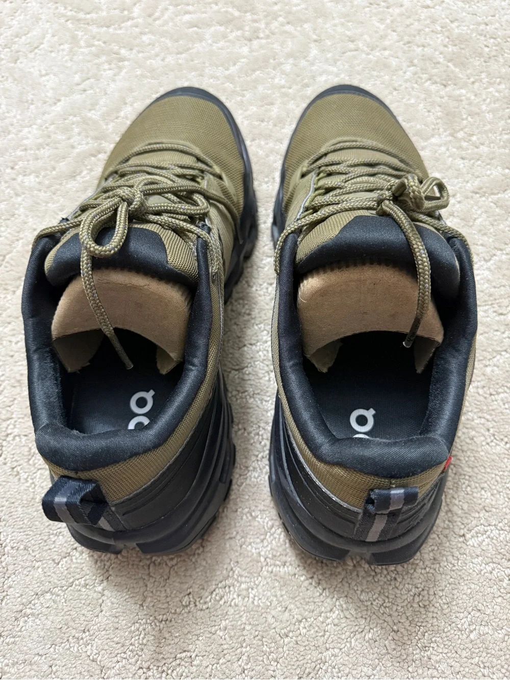 On Running Cloudrock Low Waterproof Olive and Black Men's Trail Sneakers
